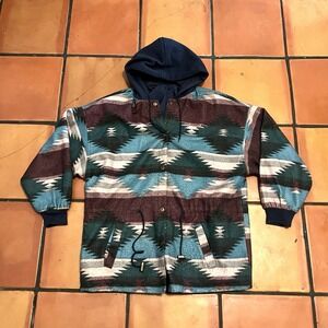 Vintage Braetan Reversible Jacket‎ Southwest Aztec Size Large Multicolored Blue